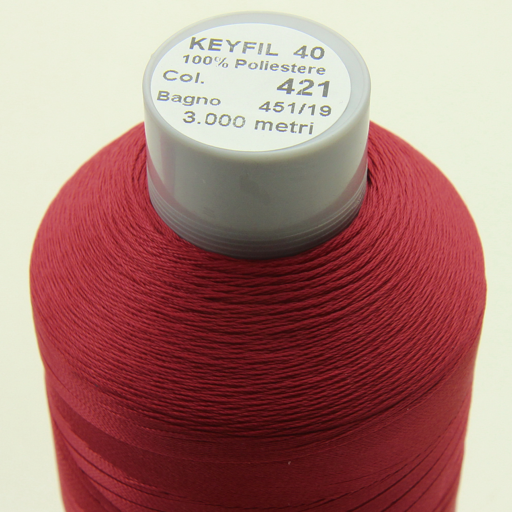Нитка KEYFIL (Італія) №40 колір 421 темно-червоний, довжина 3000м. детальна фотка