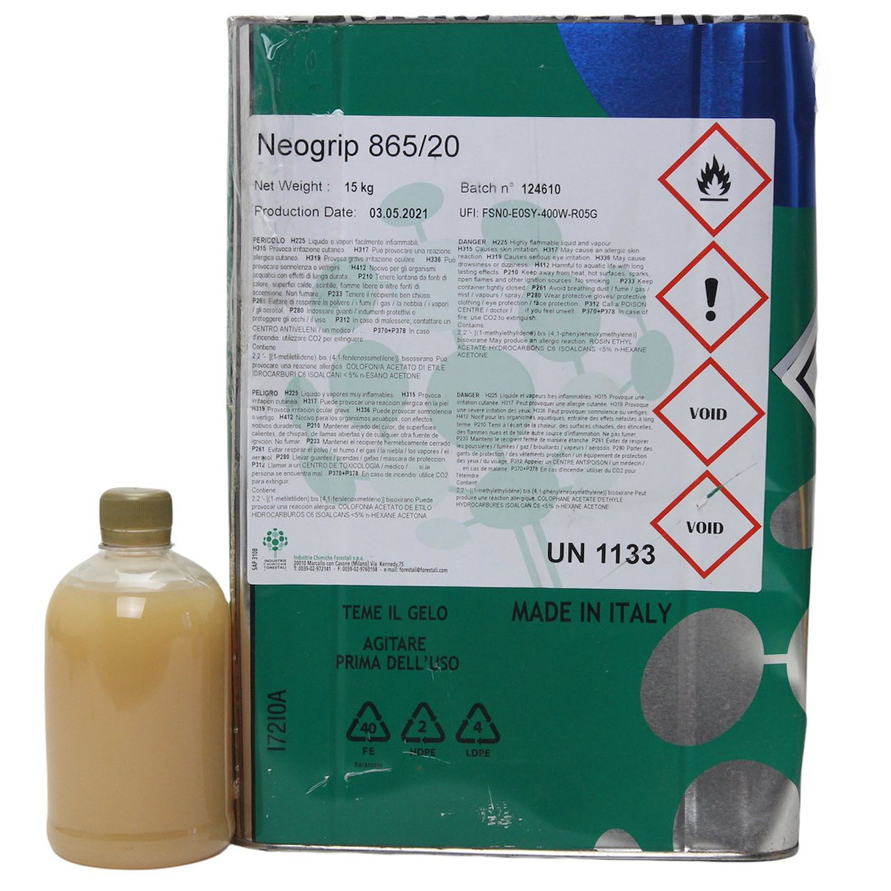 Клей NEOGRIP 865/20, (полихлоропреновый) для тканей, кожзама, карпета, ковролина, Италия анонс фото