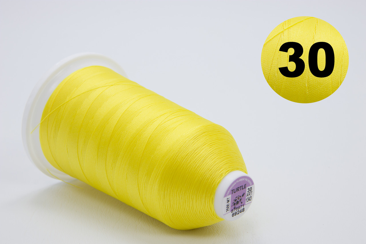 Нитка TURTLE 100% поліестер, товщина № 30, колір 69248 жовтий, довжина 2500м, Туреччина детальна фотка