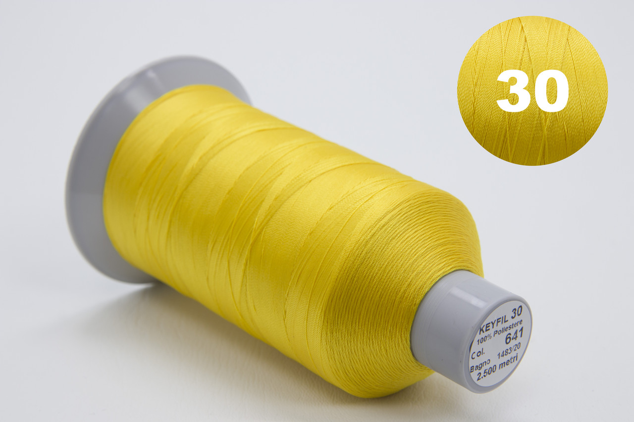 Нитка KEYFIL (Італія) №30 колір 641 жовтий, довжина 2500м. детальна фотка