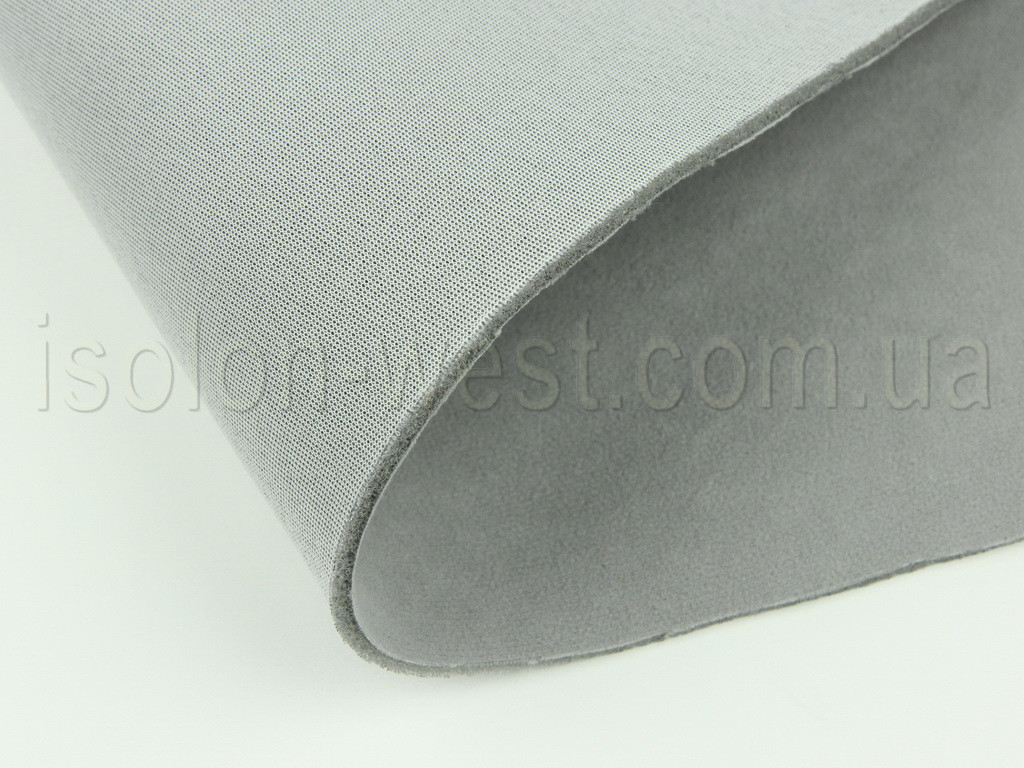 Ткань потолочная авто велюр светло-серый Micro 16901, на поролоне 3 мм с сеткой, ширина 1.70м (Турция) детальная фотка
