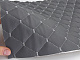 Кожзам стёганый темно-серый «Ромб» (прошитый светло-серой нитью) дублированный синтепоном и флизелином, ширина 1,35м детальная фотка