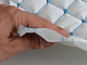 Кожзам стёганый белый «Ромб» (прошитый голубо-бирюзовой нитью) дублирован синтепоном и флизелином, ширина 1,35м детальная фотка