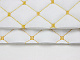 Кожзам стёганый белый «Ромб» (прошитый золотой нитью) дублированный синтепоном и флизелином, ширина 1,35м детальная фотка