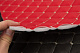 Стьобаний шкірозамінник "Ромб червоний" з бежевою ниткою, на поролоні 7мм, флізеліні, ширина 1,35м Туреччина детальна фотка