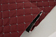 Стьобаний шкірозамінник "Ромб бордовий" зі світло-сірою ниткою, на поролоні 7мм, флізеліні, ширина 1,35м Туреччина детальна фотка