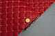 Кожзам стёганый красный «Ромб» (прошитый желтой нитью) дублированный синтепоном и флизелином, ширина 1,35м детальная фотка