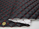 Кожзам стёганый черный «Ромб» (прошитый красной нитью) дублированный поролоном и флизелином, ширина 1,35м детальная фотка