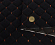 Велюр стеганый «Ромб черный» (прошитый медной нитью) на поролоне 7мм и флизелине, ширина 135см детальная фотка