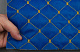 Кожзам стёганый синий «Ромб» (прошитый желтой нитью) дублированный синтепоном и флизелином, ширина 1,35м детальная фотка
