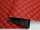 Кожзам стёганый красный «Ромб» (прошитый бордовой нитью) дублированный синтепоном и флизелином шир 1,35м детальная фотка
