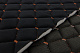 Велюр стьобаний «Ромб чорний» (прошитий мідною ниткою) на поролоні 7мм та флізеліні, ширина 135см детальна фотка