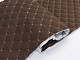Велюр TRINITY стёганый коричневый «Ромб» (прошитый светло-коричневой нитью) синтепон и флизелин, ширина 135см детальная фотка
