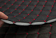 Стеганый кожзам Maldive "Ромб черный" с красной ниткой, на поролоне 7мм, флизелине, ширина 1,35м Турция детальная фотка