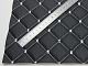 Прошитый кожзам псевдо-перфорированный "Ромб черный" с светло-серой нитью, на поролоне 7мм, ширина 1,35м Турция детальная фотка