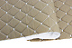 Стіганий шкірозамінник "Ромб бежевий" з білою ниткою, на поролоні 5мм, флізеліні, ширина 1,37м Туреччина детальна фотка