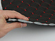 Кожзам стёганый черный «Ромб» (прошитый красной нитью) дублированный синтепоном и флизелином, ширина 1,35м детальная фотка