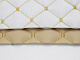 Кожзам стёганый бежевый «Ромб» (прошитый золотой нитью) дублированный синтепоном и флизелином, ширина 1,35м детальная фотка
