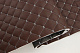 Кожзам стёганый коричневый «Ромб» (прошитый светло-серой нитью) дублированный синтепоном и флизелином, ширина 1,35м детальная фотка