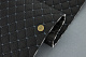 Стёганый кожзам псевдо-перфорированный "Ромб черный" прошит серой нитью, на поролоне 7мм, ширина 1,35м Турция детальная фотка