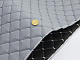 Кожзам стёганый светло-серый «Ромб» (прошитый серой нитью) дублированный синтепоном и флизелином, ширина 1,35м детальная фотка