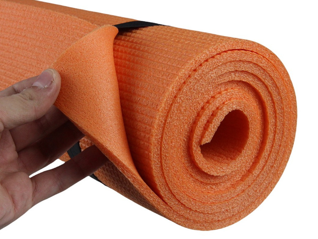 Коврик для фитнеса и йоги AEROBICA 5, оранжевый, рулонный, толщина 5мм, ширина 120см детальная фотка
