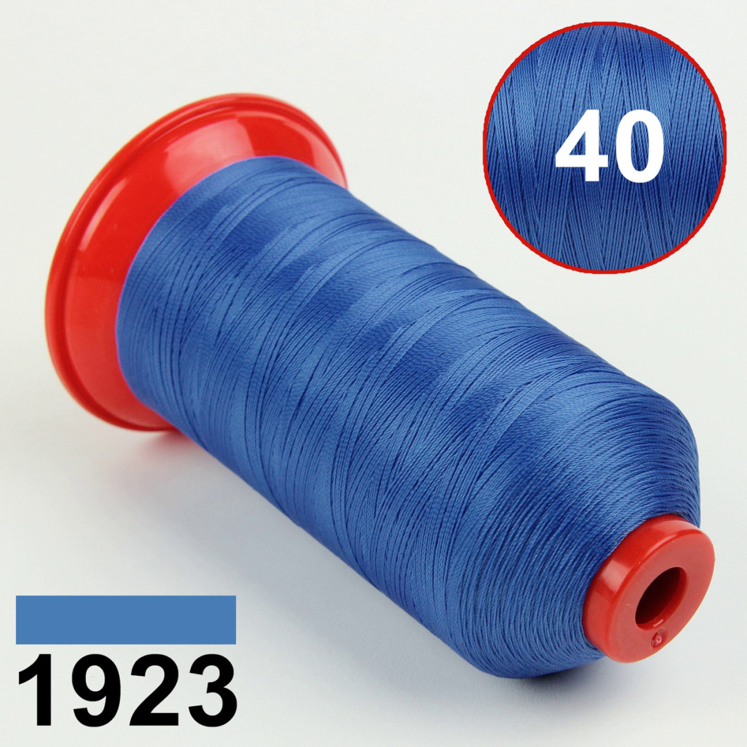 Нить POLYART(ПОЛИАРТ) N40 цвет 1923 синий, для пошив чехлов на автомобильные сидения и руль, 3000м детальная фотка