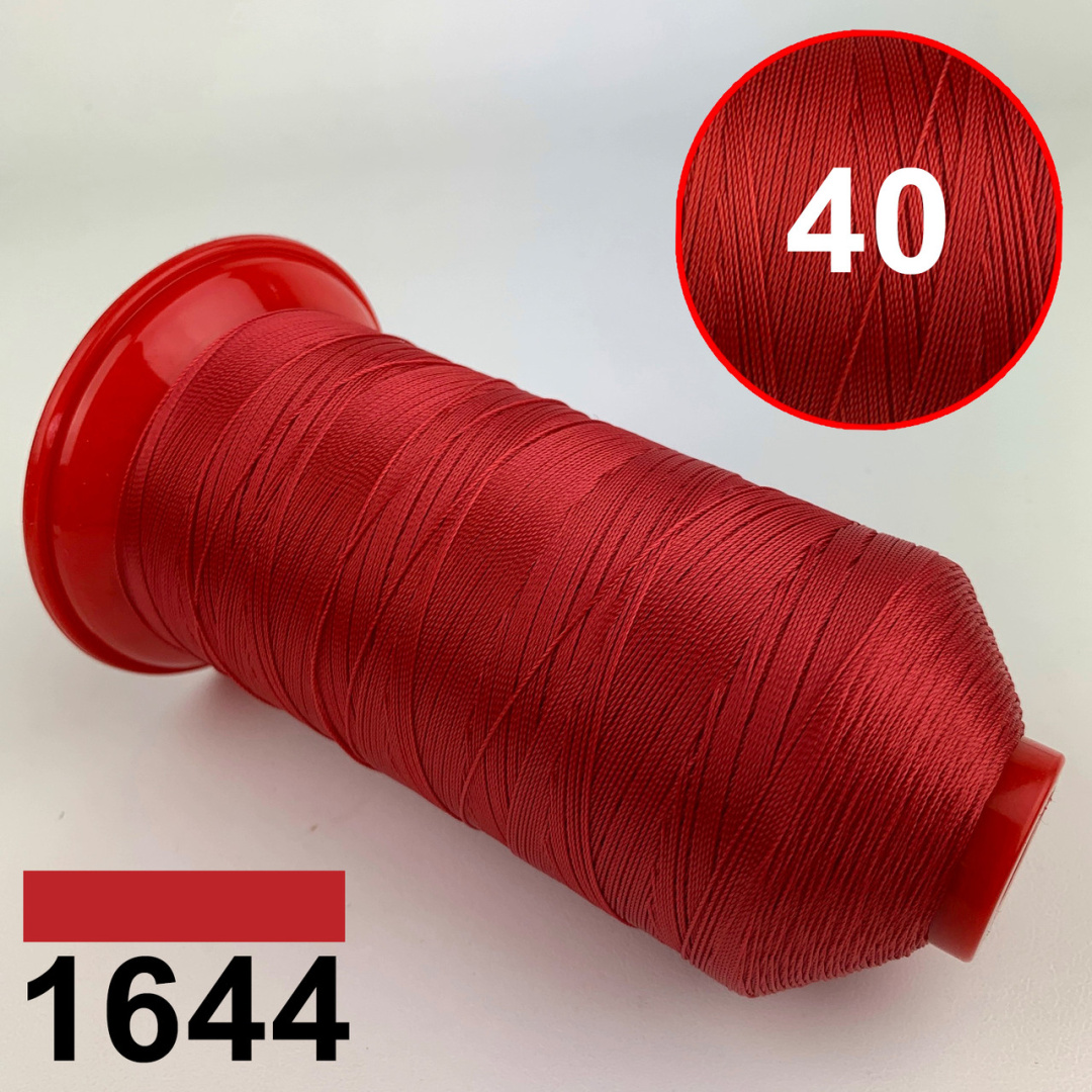 Нить POLYART(ПОЛИАРТ) N40 цвет 1644 красный, для пошив чехлов на автомобильные сидения и руль, 3000м детальная фотка