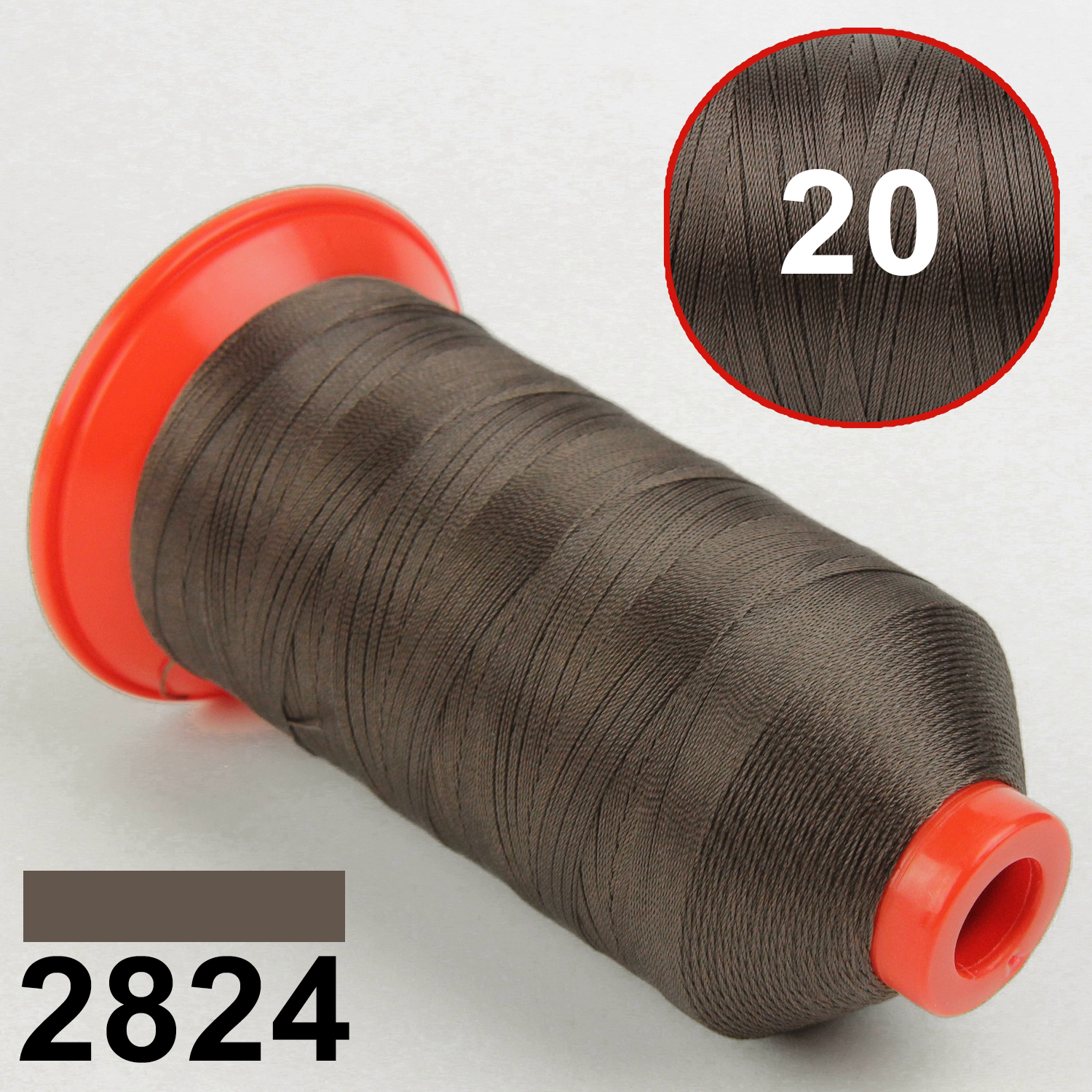 Нить POLYART(ПОЛИАРТ) N20 цвет 2824 коричневой, для пошив чехлов на автомобильные сидения и руль, 1500м детальная фотка