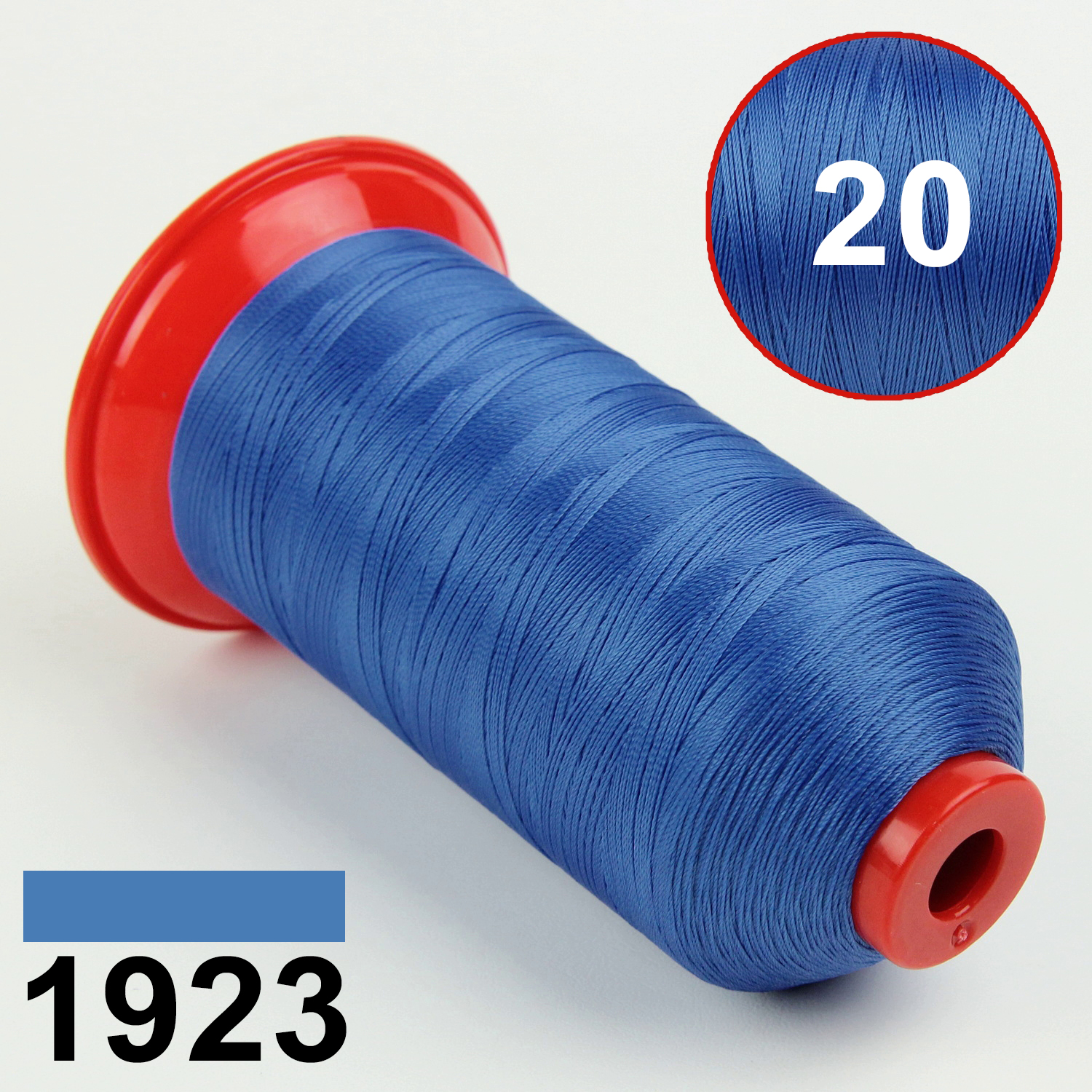 Нить POLYART(ПОЛИАРТ) N20 цвет 1923 синий, для пошив чехлов на автомобильные сидения и руль, 1500м детальная фотка