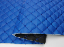 Кожзам стёганый синий «Ромб» (прошитый синей нитью) дублированный синтепоном и флизелином, ширина 1,35м анонс фото