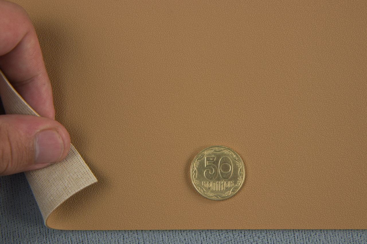Автомобильный кожзам BENTLEY 1237 темно-бежевый, на тканевой основе, ширина 140см, Турция детальная фотка