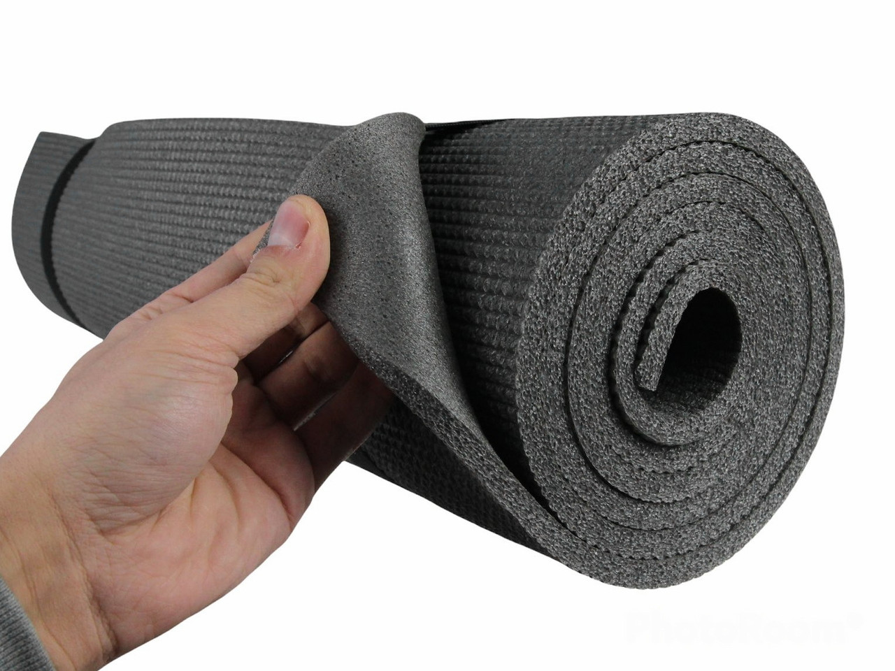 Коврик для фитнеса и йоги FITNESS 8, серый, толщина 8мм, ширина 60см детальная фотка