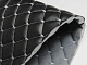 Экокожа стеганная черная «Ромб» (прошитый светло-серой нитью) основа синтепон 7мм, ширина 135см  детальная фотка