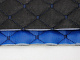 Кожзам стёганый синий «Ромб» (прошитый темно-синей нитью) дублированный синтепоном и флизелином шир 1,35м детальная фотка