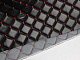 Экокожа стеганная черная «Ромб» (прошитый красной нитью) основа поролон 8мм, ширина 135см детальная фотка