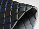 Экокожа стеганная черная «Ромб» (прошитый синей нитью) основа поролон 8мм, ширина 135см детальная фотка
